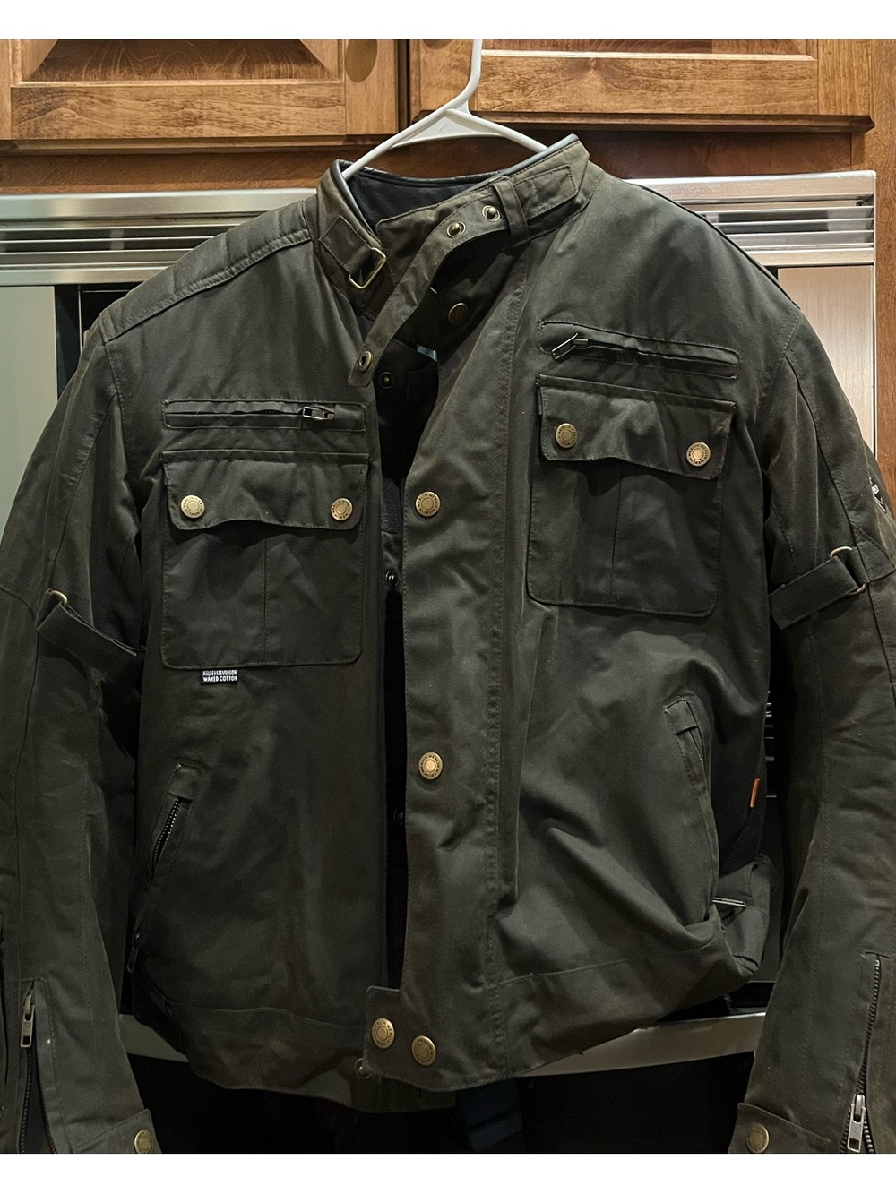 Merlin Men  Olive Field Wax Cotton Durable Utility Motorcycle Jacket Coat